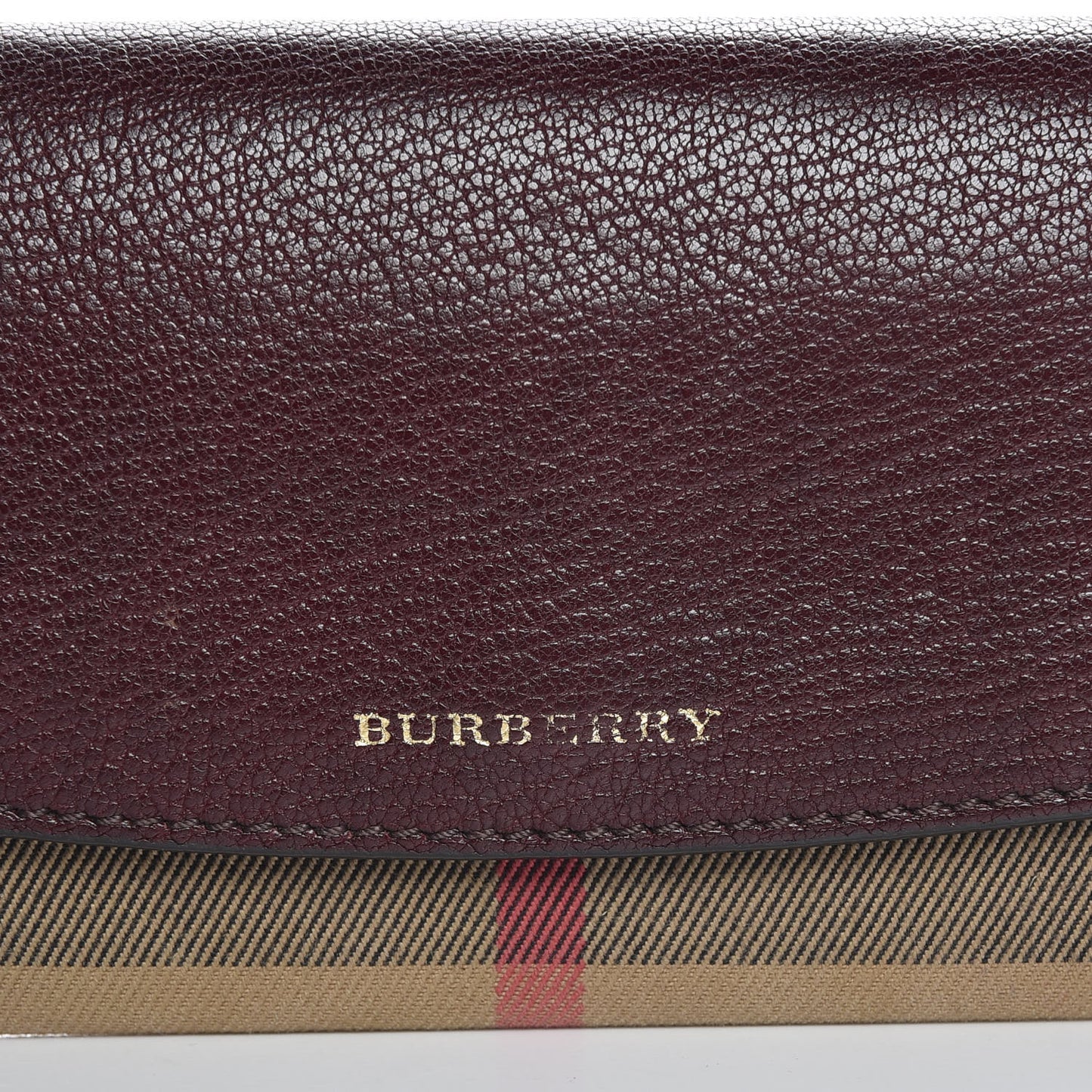 Calfskin House Check Porter Continental Wallet Mahogany Red