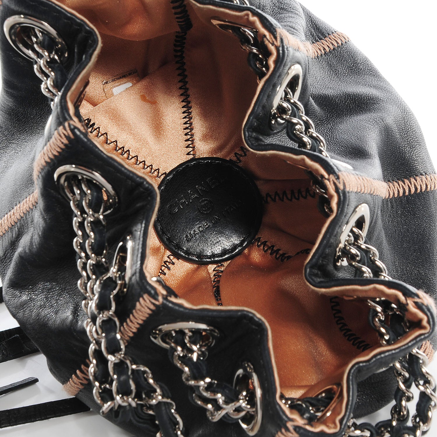 Chanel Lambskin Satin Reversible Mini Sac Cordon Black Peach 5 of 7