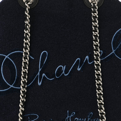Chanel Wool Calfskin Embroidered Paris Hamburg Large Shopping Bag Blue 8 of 14