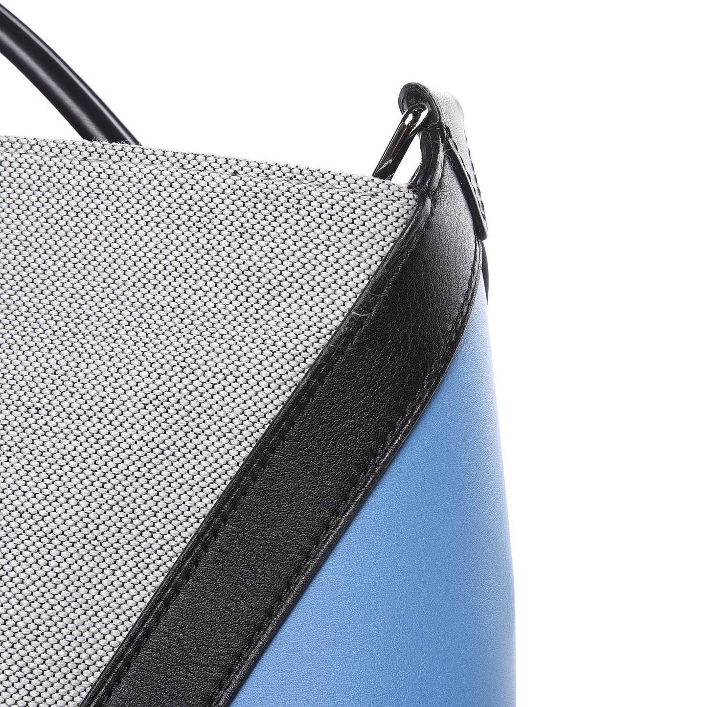 Calfskin Canvas V Hobo PM Bleuet Black