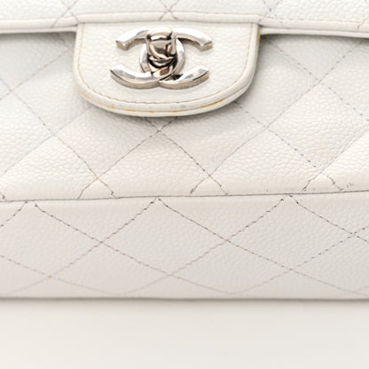 Chanel Caviar Quilted Medium Double Flap Bijoux Chain White 23 of 26