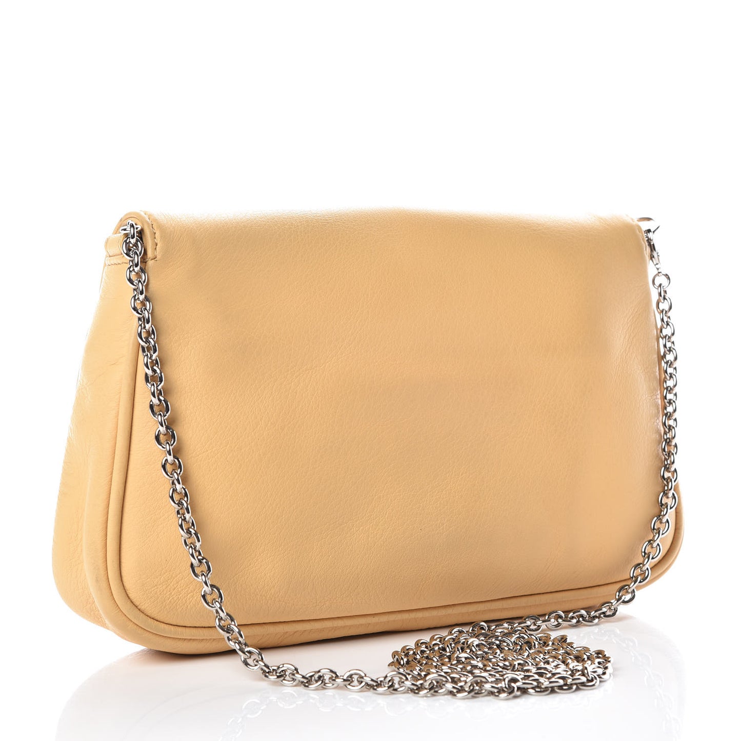 Vitello Flamingo Enamel Fendista Pouchette Crossbody Yellow