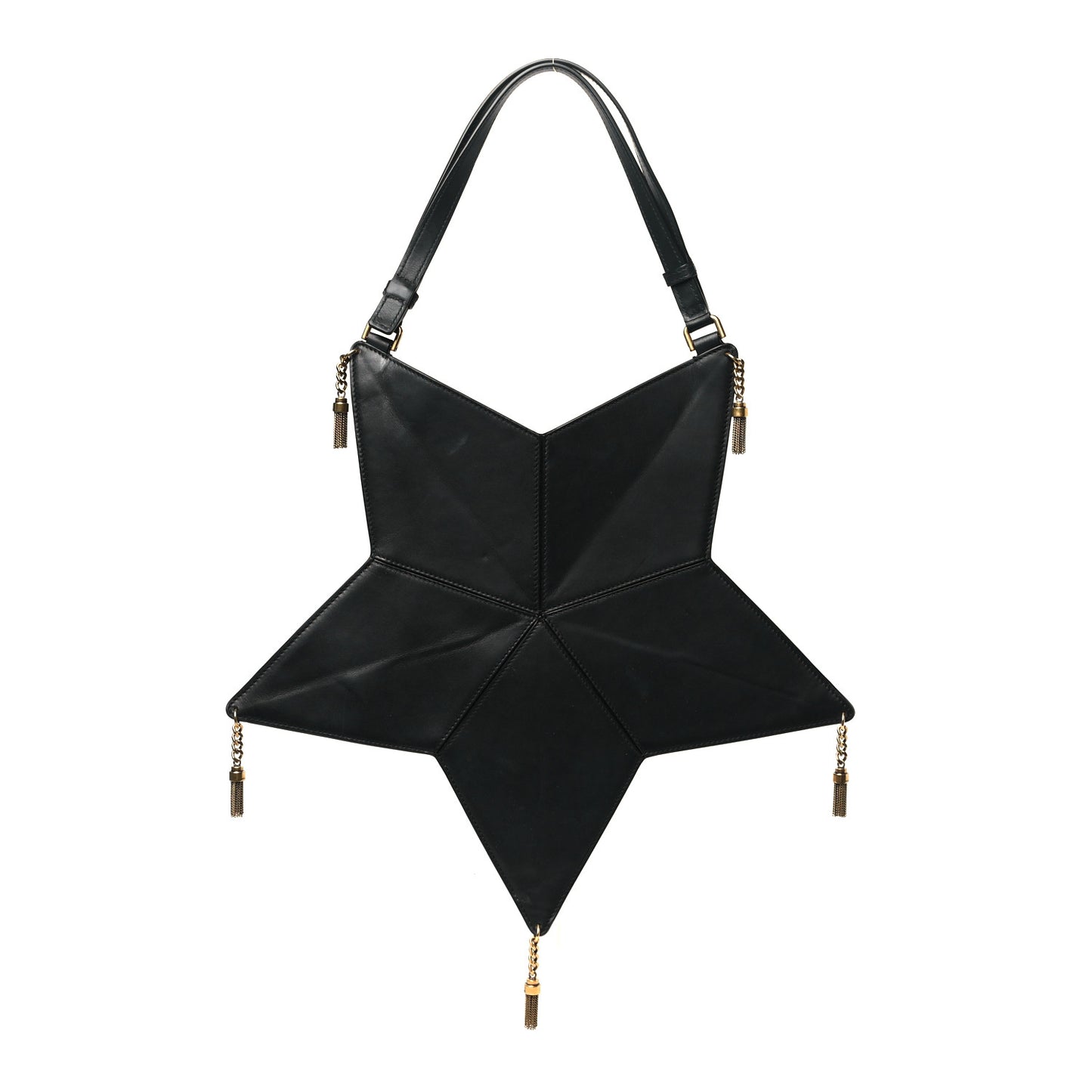 Calfskin Astro Star Shoulder Bag Black