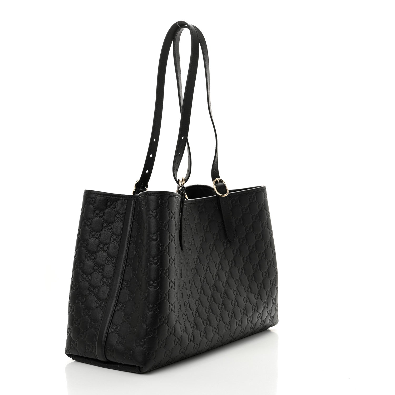 Gucci GG Calfskin Embossed Calfskin Large Tote Bag Black 3 of 12