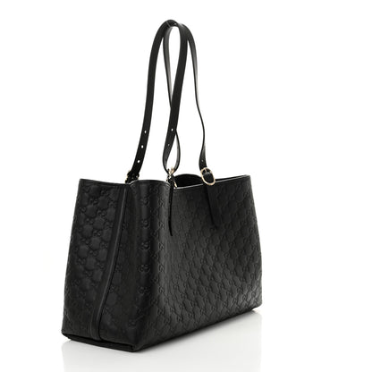 Gucci GG Calfskin Embossed Calfskin Large Tote Bag Black 3 of 12