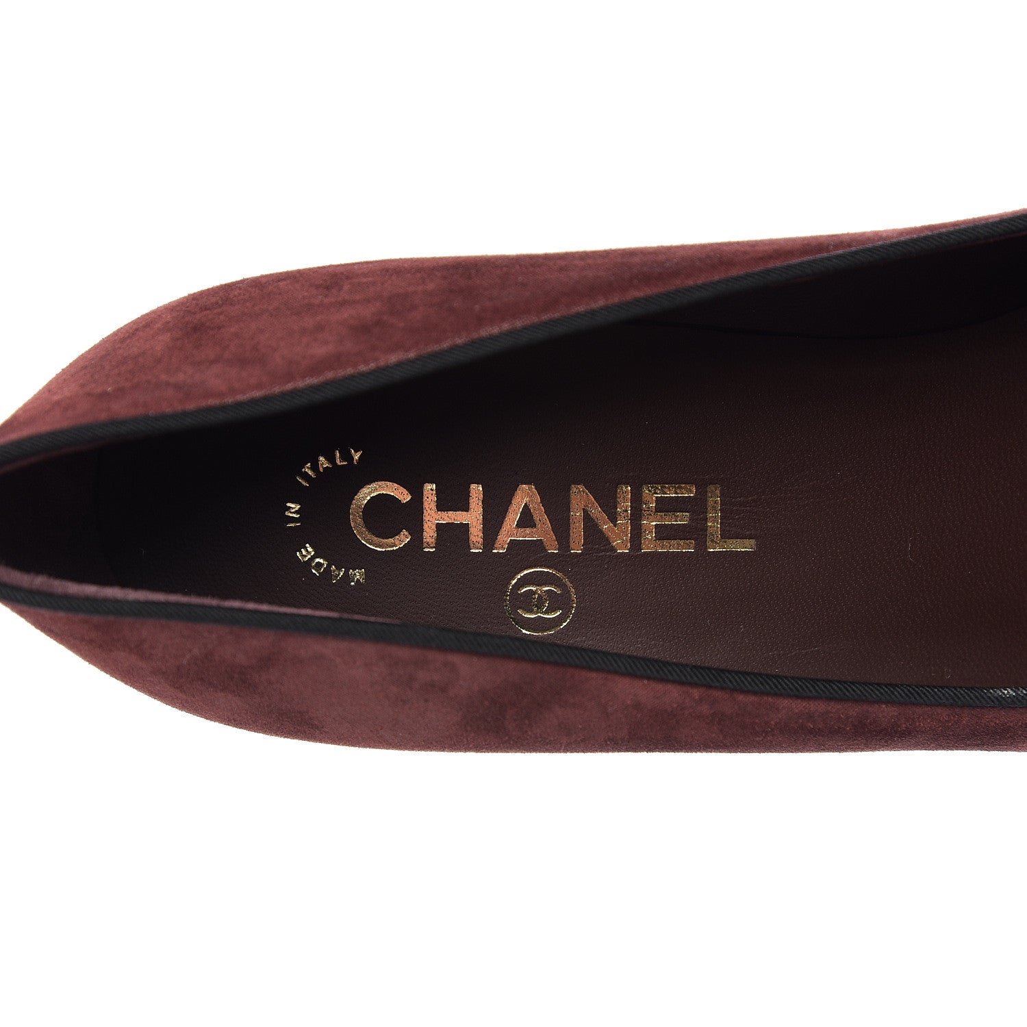 Chanel Glitter Calfskin Grosgrain Cap Toe Pearl Pumps 38.5 Burgundy Black 7 of 10