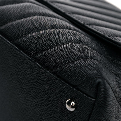 Chanel Caviar Chevron Quilted Small Coco Handle Flap Black 13 of 15