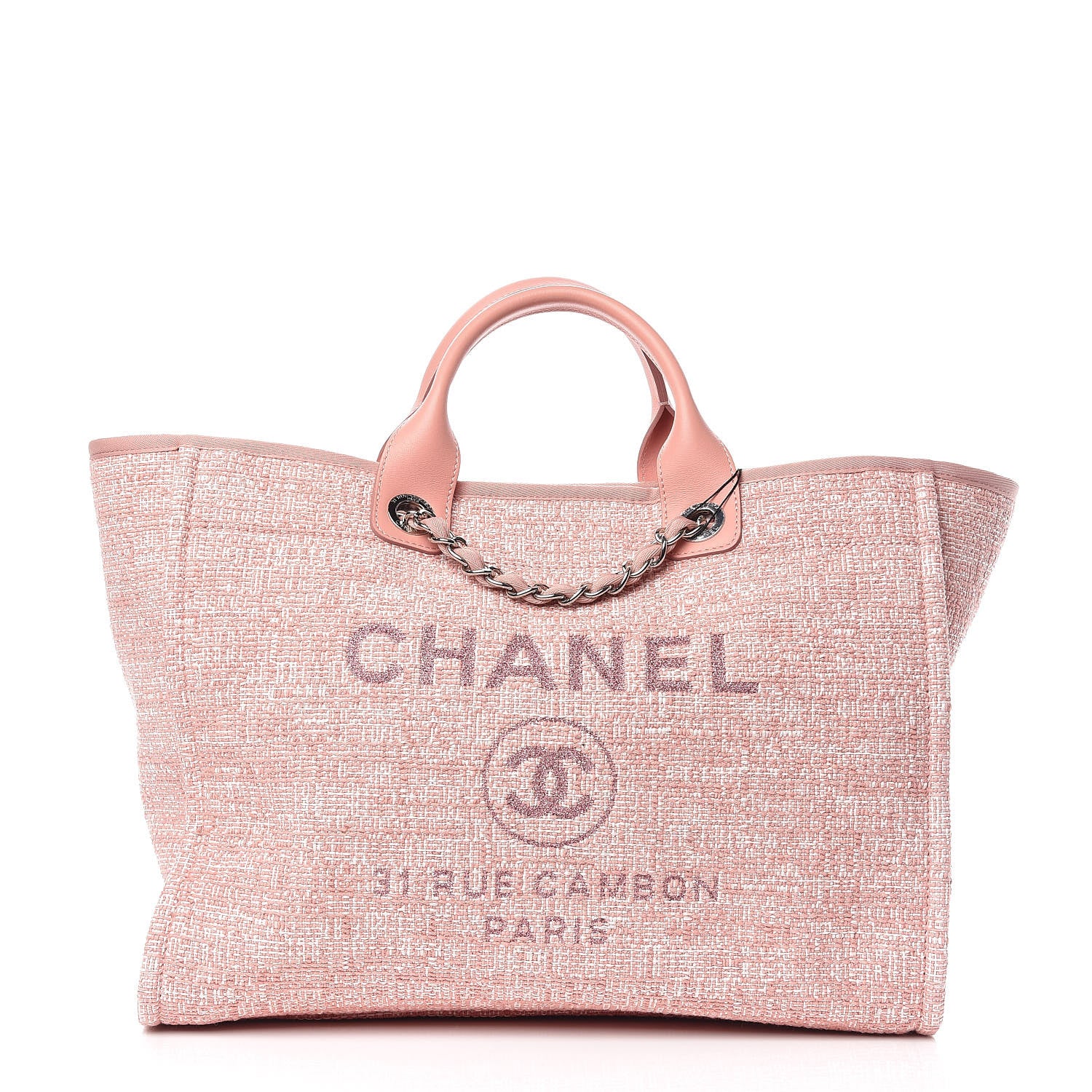 Chanel Canvas Large Deauville Tote Pink 1 of 9