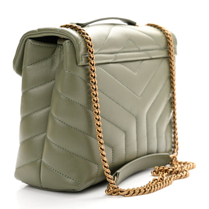 Saint Laurent Calfskin Y Quilted Monogram Small Loulou Chain Satchel Light Sage 3 of 10