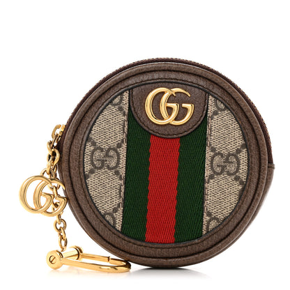 Gucci GG Supreme Monogram Web Ophidia Round Coin Purse Beige New Acero 1 of 7