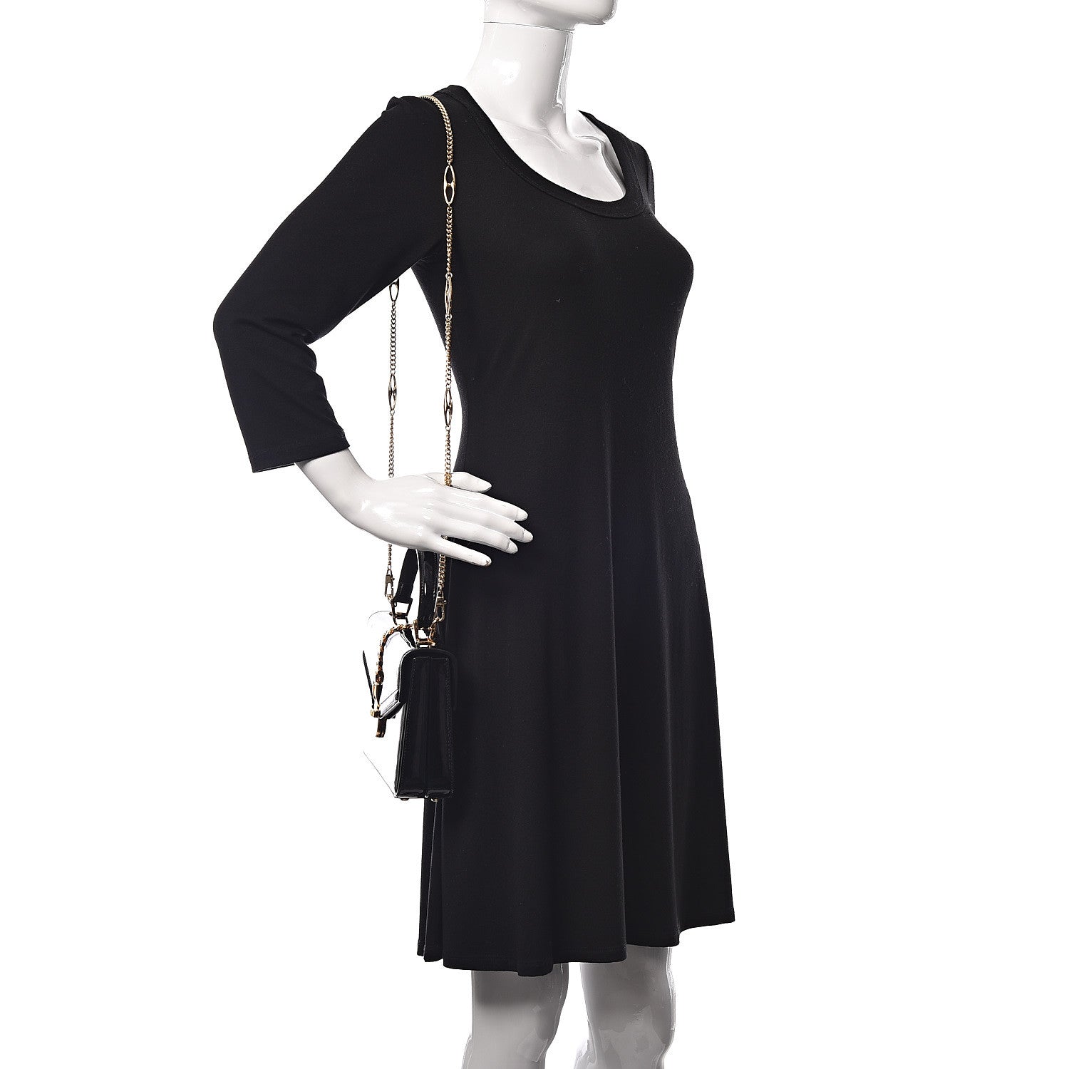 Gucci Mousse Top Patent Mini Sylvie 1969 Top Handle Bag Black 3 of 13