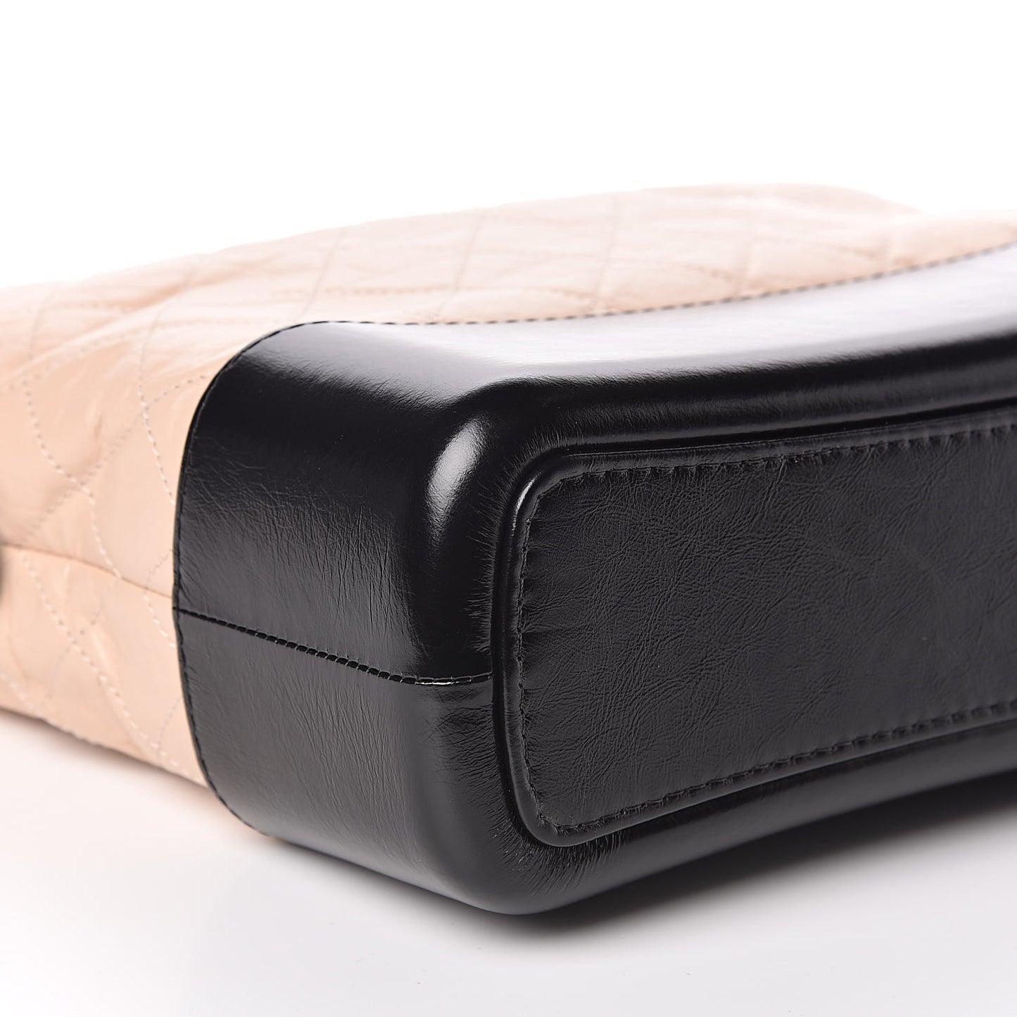 Aged Calfskin Quilted Medium Gabrielle Hobo Beige Black