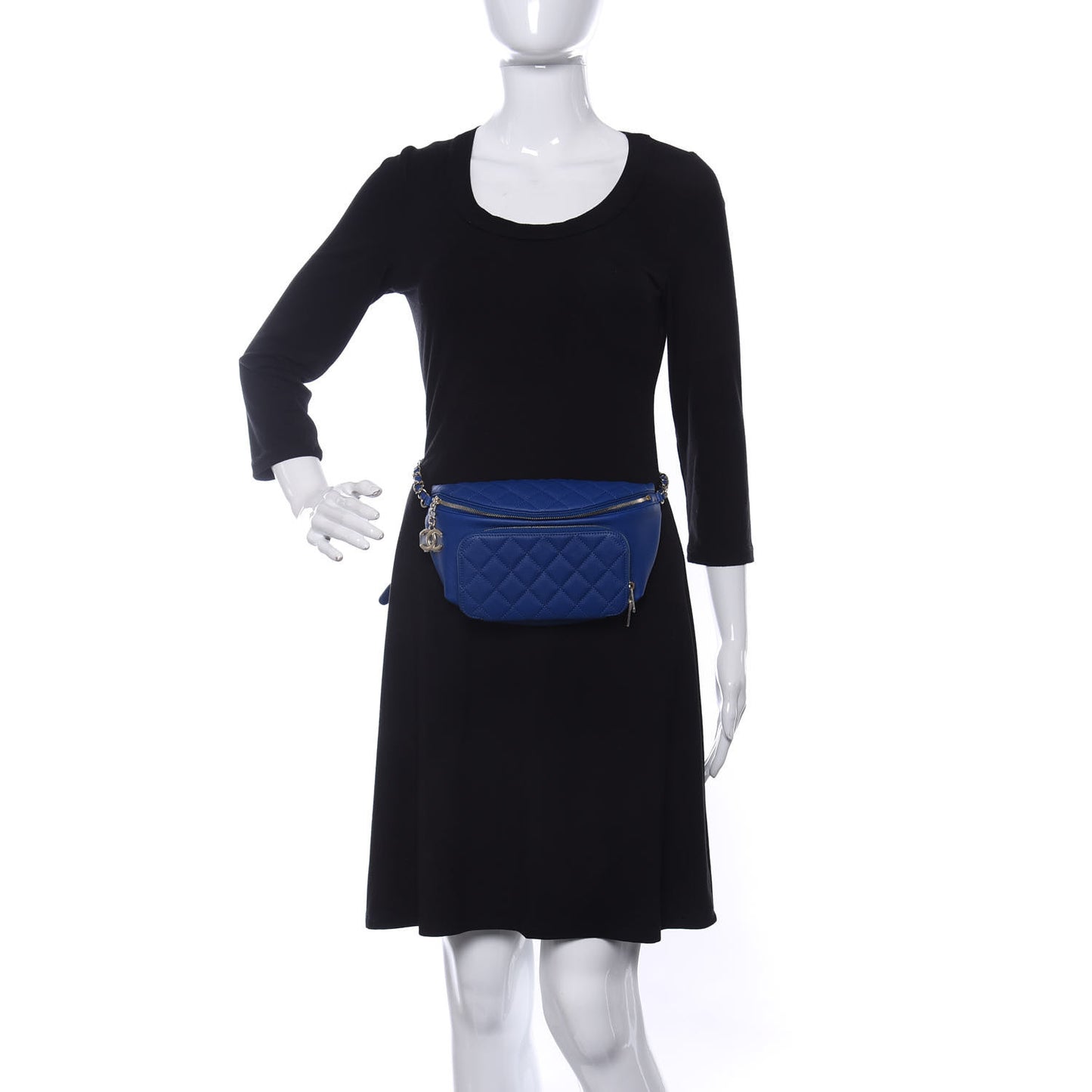 Caviar Quilted Business Affinity Waist Belt Bag Dark Blue