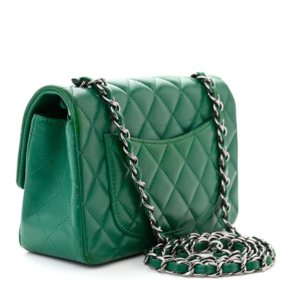 Chanel Lambskin Quilted Mini Rectangular Flap Dark Green 3 of 10