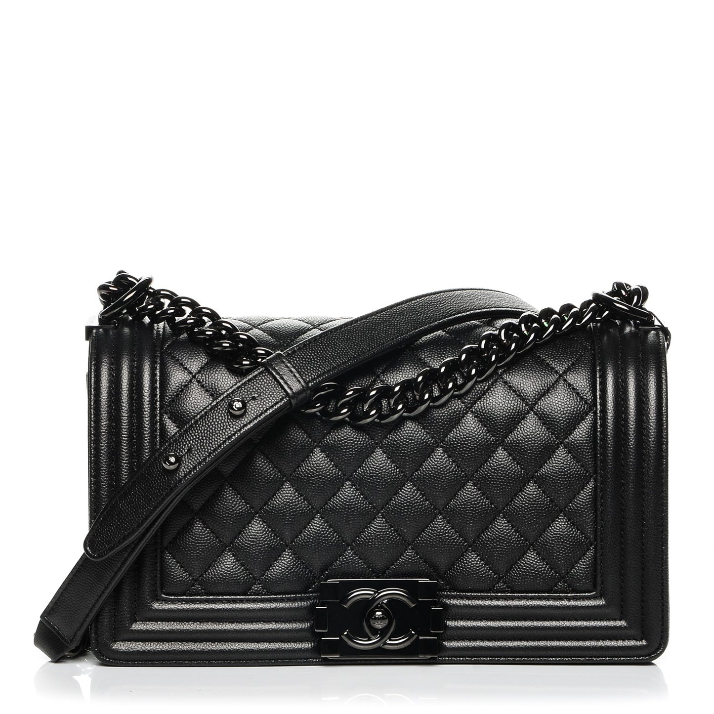 Caviar Quilted Medium Boy Flap So Black