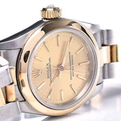 Rolex Stainless Steel 18K Yellow Gold 26mm Oyster Perpetual Watch Champagne 67183 8 of 9