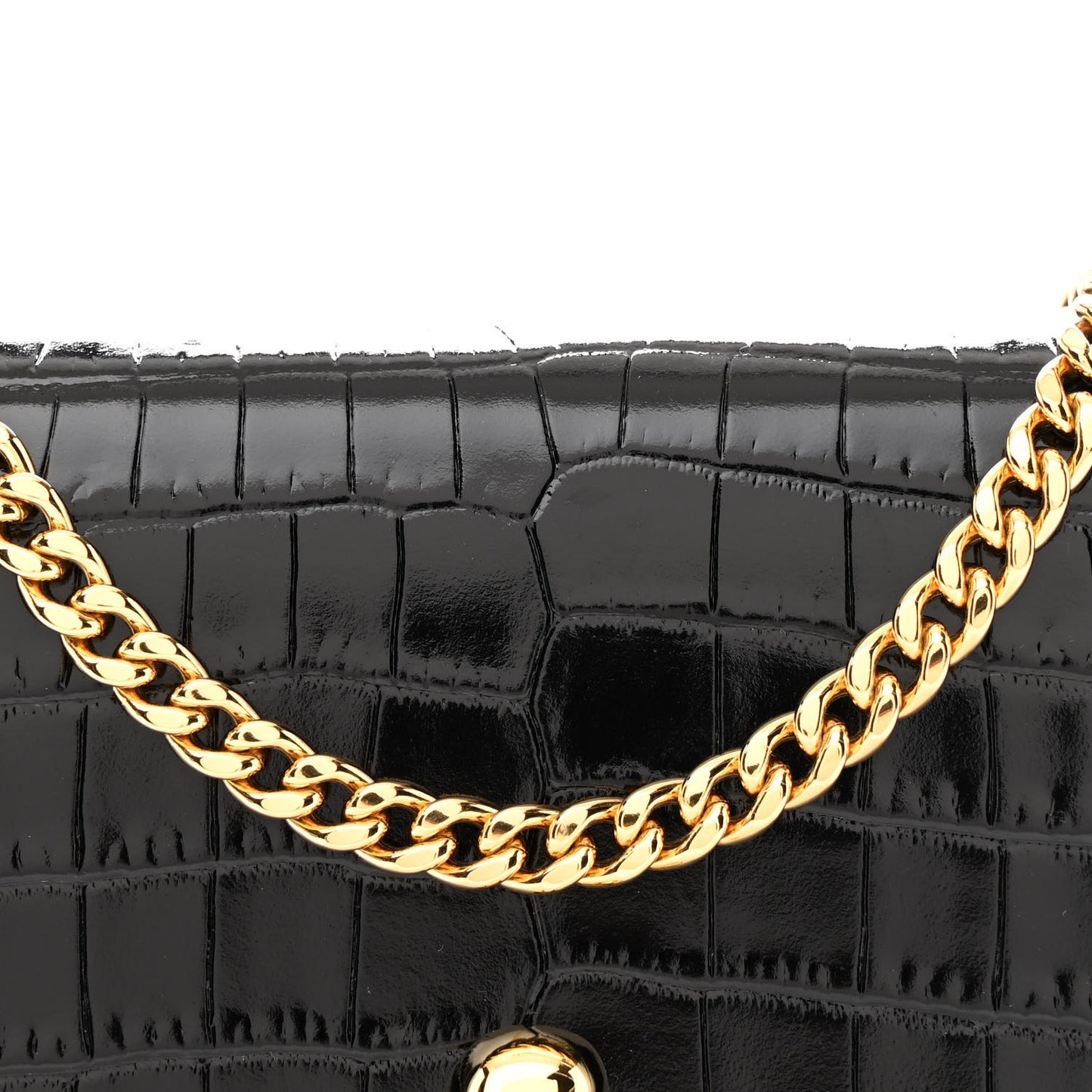 Calfskin Crocodile Embossed Skull Mini Shoulder Bag Black