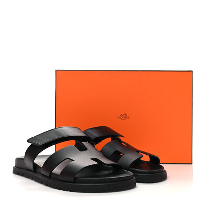 Hermes Calfskin Womens Chypre Sandals 37 Black 9 of 9