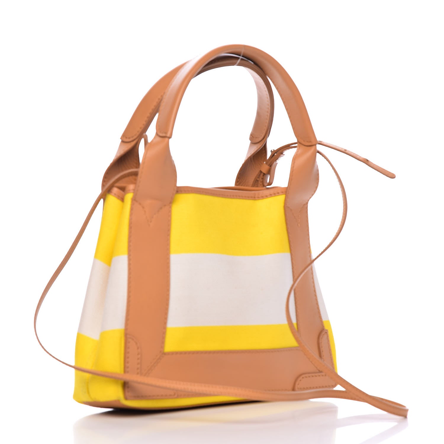Balenciaga Cotton Canvas Calfskin Navy Cabas XS Yellow 4 of 14