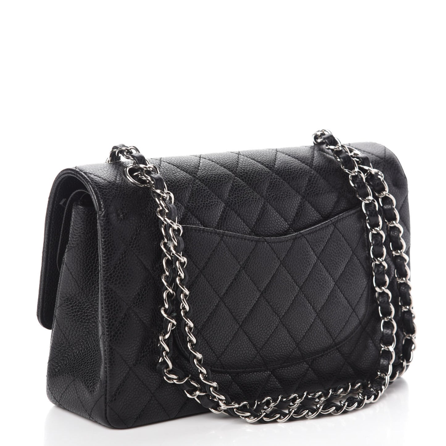 Caviar Quilted Medium Double Flap Black