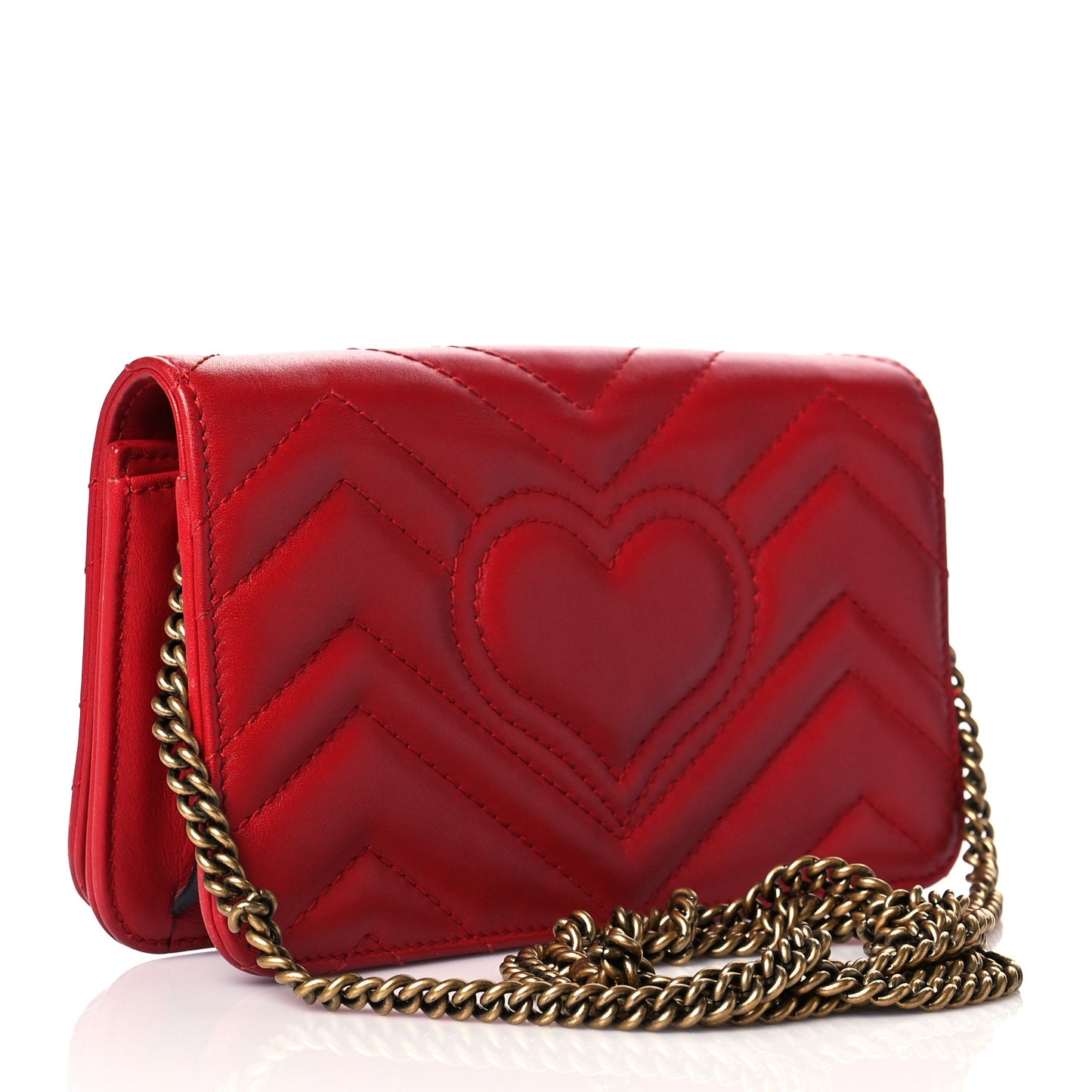 Calfskin Matelasse GG Marmont Mini Bag Hibiscus Red