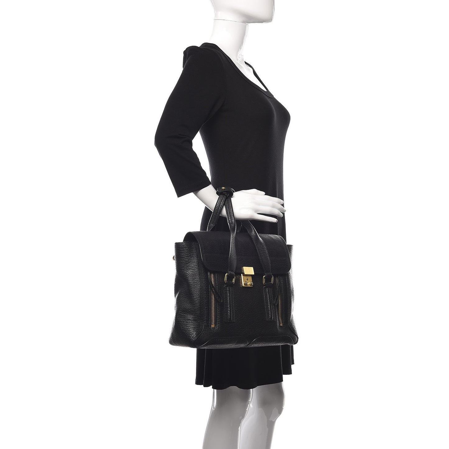 3.1 Textured Calfskin Medium Pashli Satchel Black