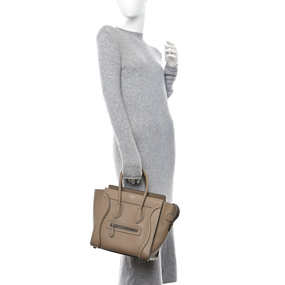 Celine Drummed Calfskin Micro Luggage Dune 2 of 11
