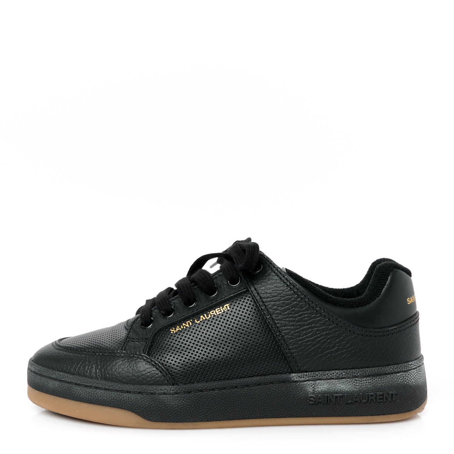 Saint Laurent Calfskin Perforated SL61 Sneakers 37.5 Black 1 of 11