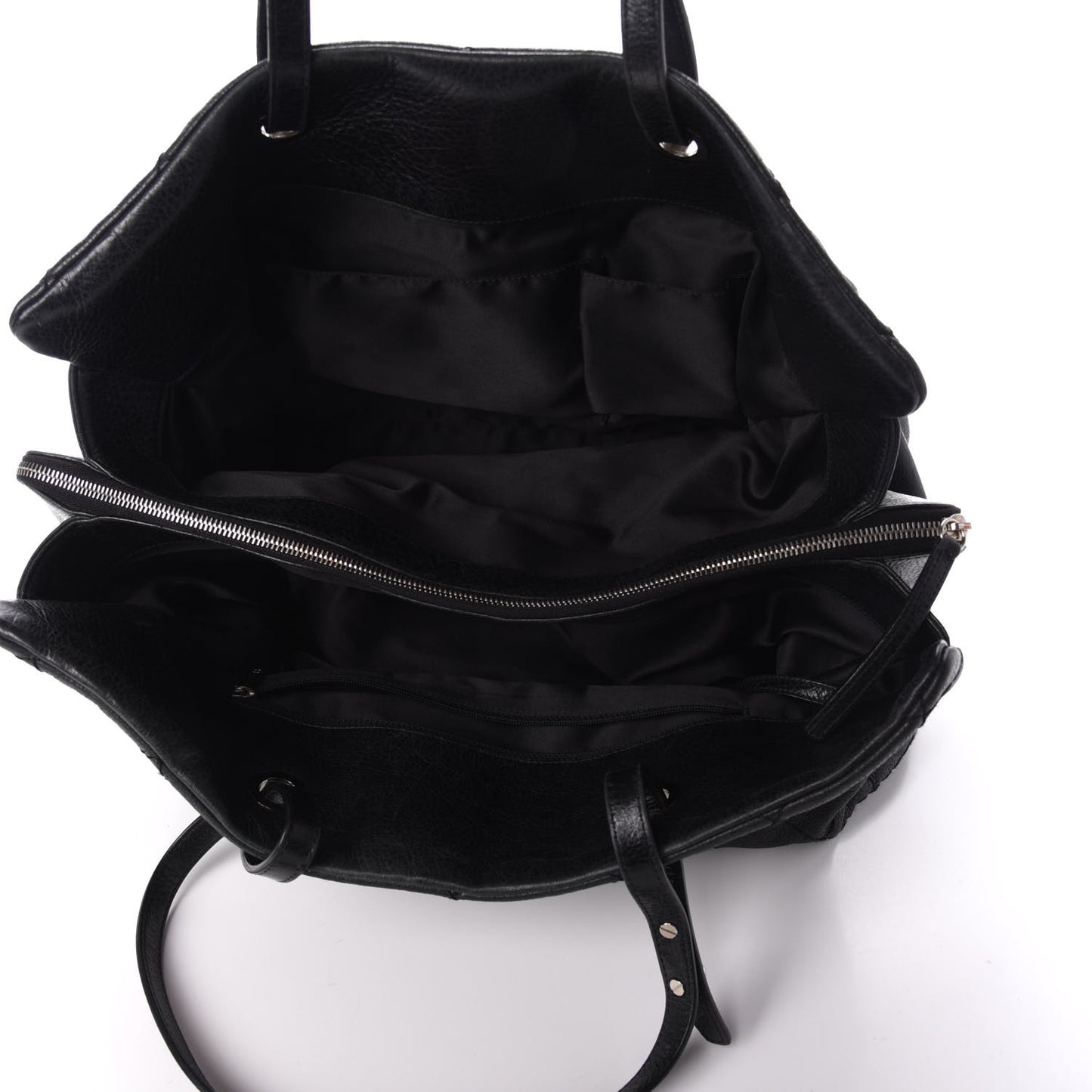 Glazed Calfskin Diamond Stitched XL On The Road Zip Tote Black