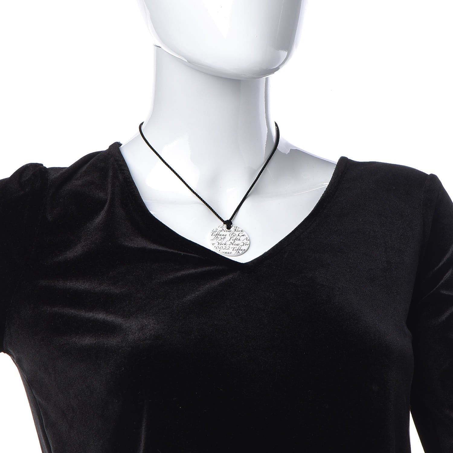 Tiffany White Bone Black Cord Notes Round Pendant Necklace 2 of 6