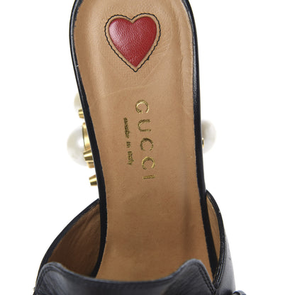 Gucci Malaga Kid Web Pearl Embellished Peyton High Heel Mules 36 Black 6 of 10