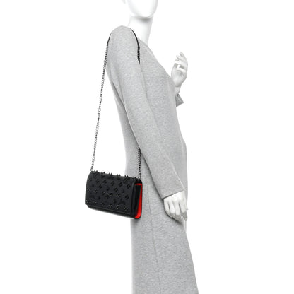 Christian Louboutin Calfskin Spikes Loubinthesky Paloma Clutch Black 2 of 10