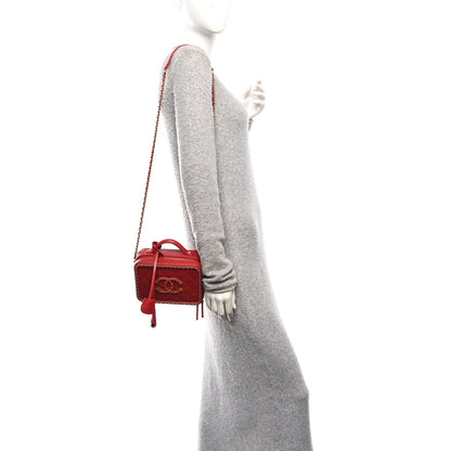 Chanel Goatskin Quilted Small CC Filigree Vanity Case Red 2 of 10