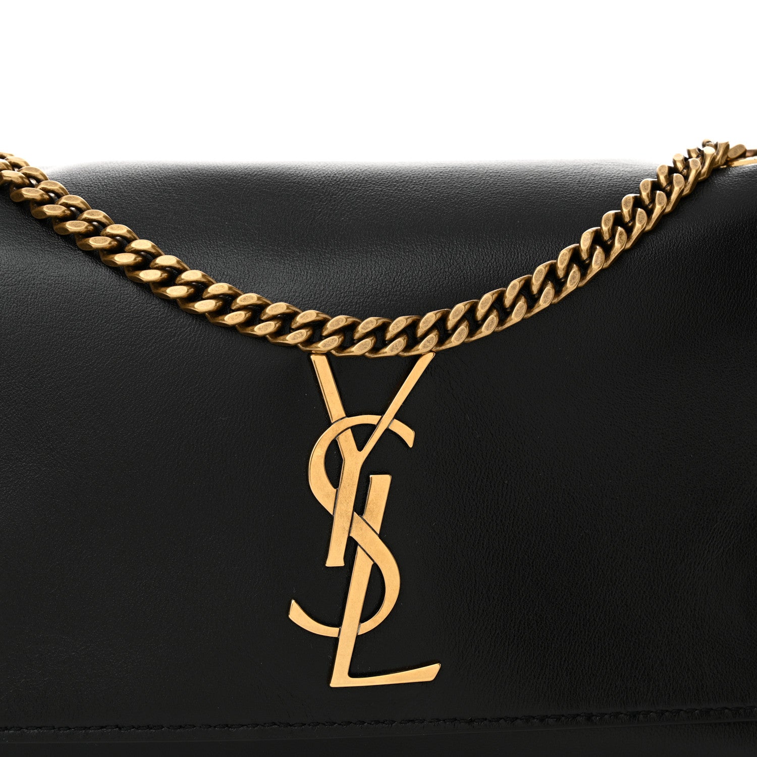 Saint Laurent Smooth Calfskin Suede Small Reversible Monogram Kate Satchel Black 11 of 18