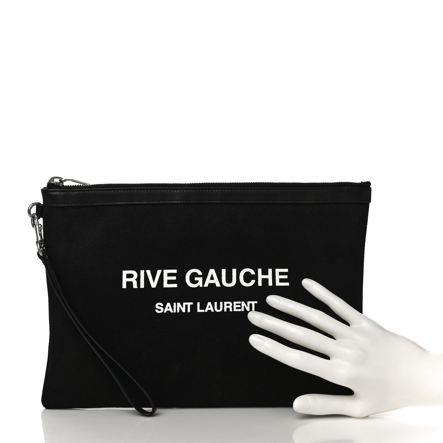 Linen Canvas Rive Gouche Zipped Pouch Black