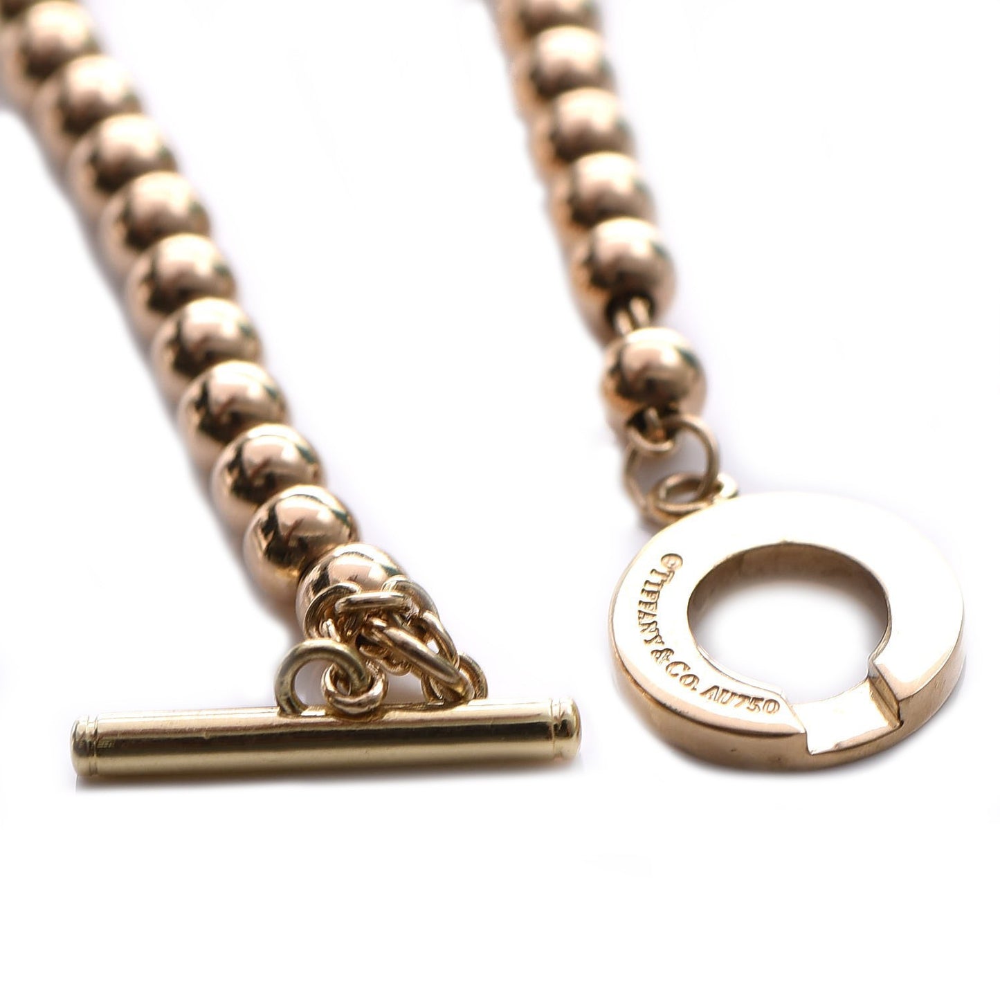 18K Yellow Gold 4mm Beads Toggle Bracelet