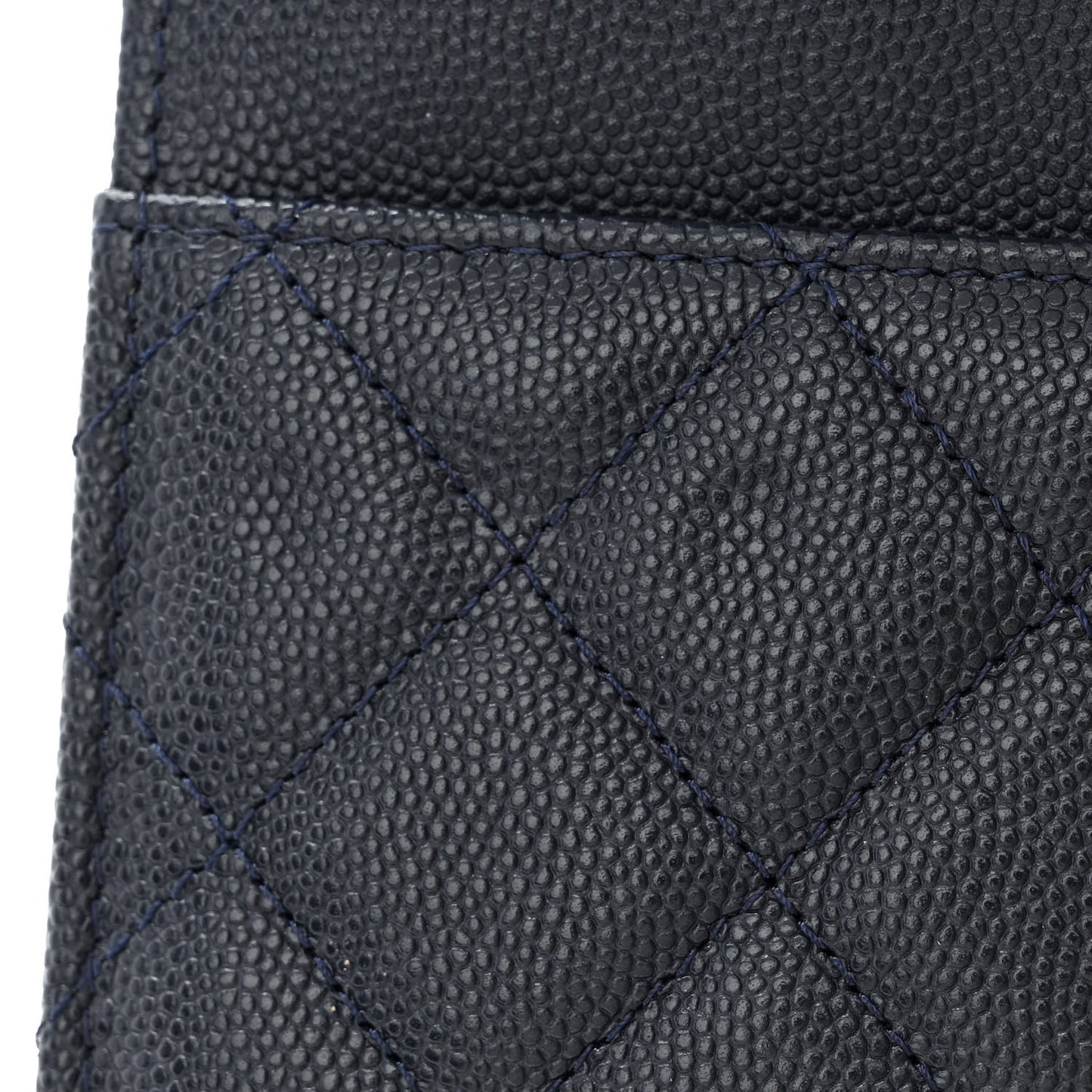 Caviar Quilted Wallet on Chain WOC Navy Blue