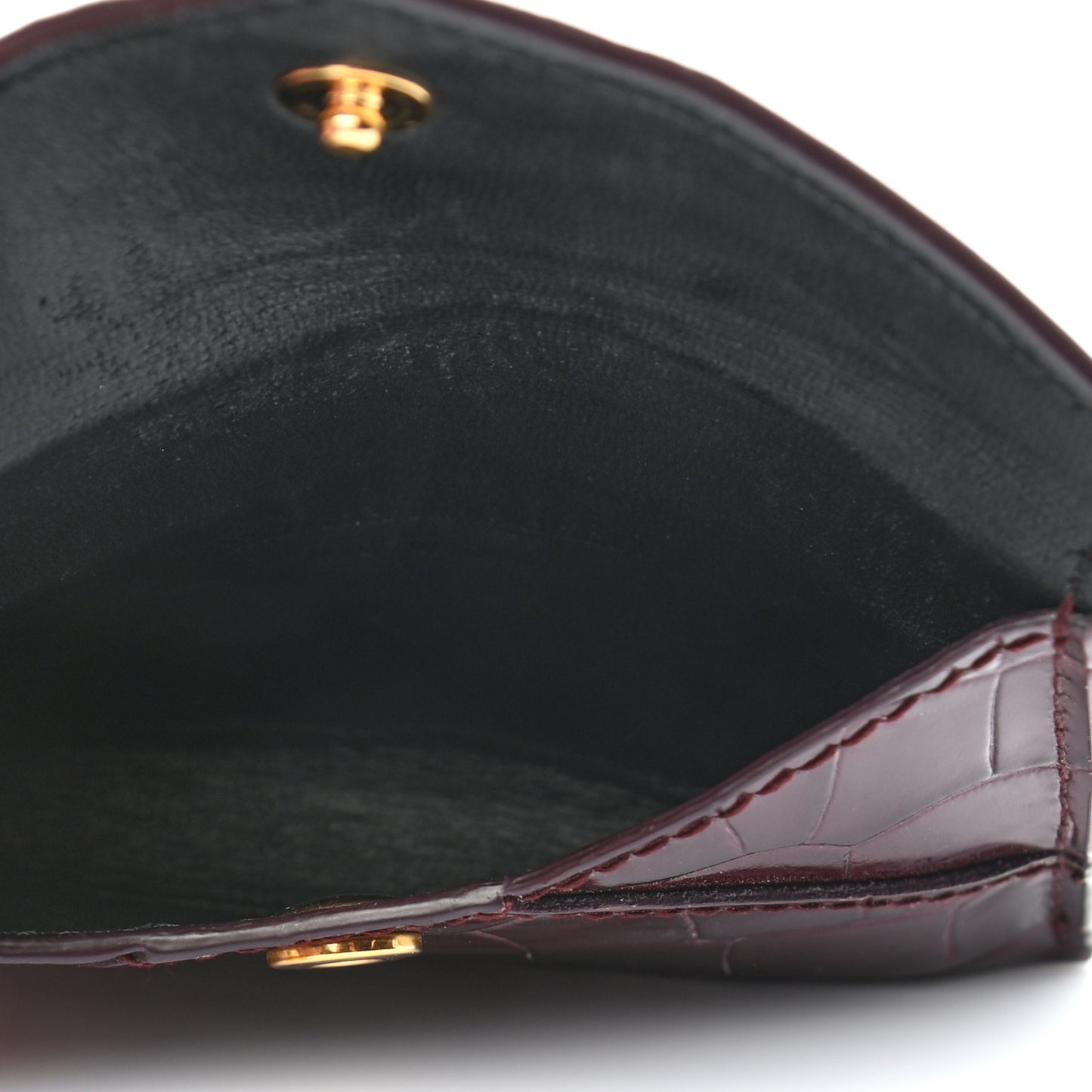 Calfskin Crocodile Embossed Skull Envelope Card Holder Burgundy