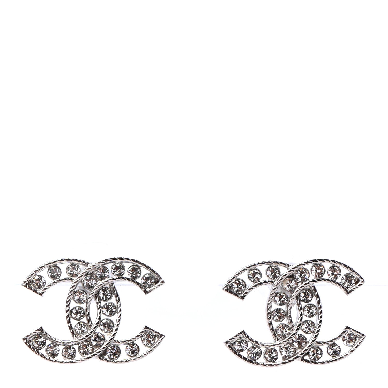 Chanel Crystal CC Earrings Silver 1 of 4