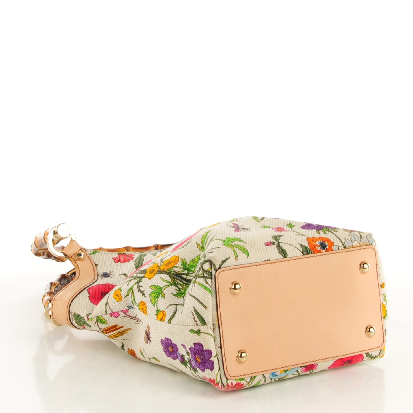 Floral Flora Canvas Bamboo Handbag White
