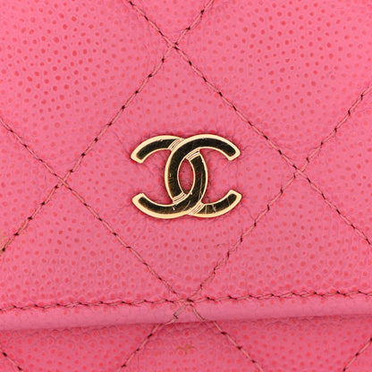 Chanel Caviar Quilted Wallet on Chain WOC Pink 12 of 14
