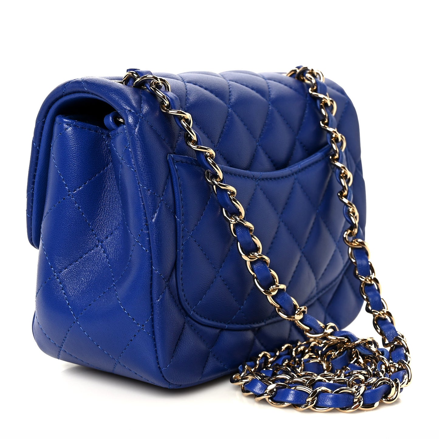 Lambskin Quilted Mini Square Flap Blue