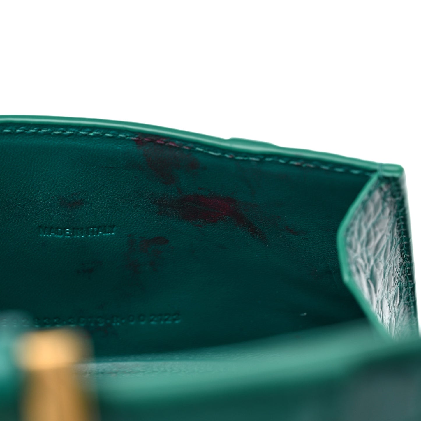 Shiny Calfskin Crocodile Embossed Hourglass Top Handle Bag XS Jade