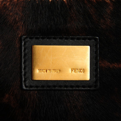 Fendi Calfskin Calf Hair Leopard Print Large Peekaboo Iconic Satchel Black 8 of 11
