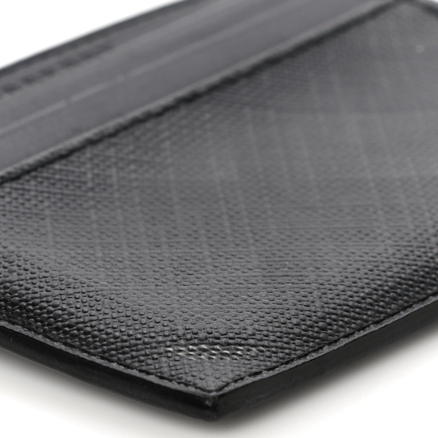 Grained Calfskin London Check Money Clip Card Case Navy Black