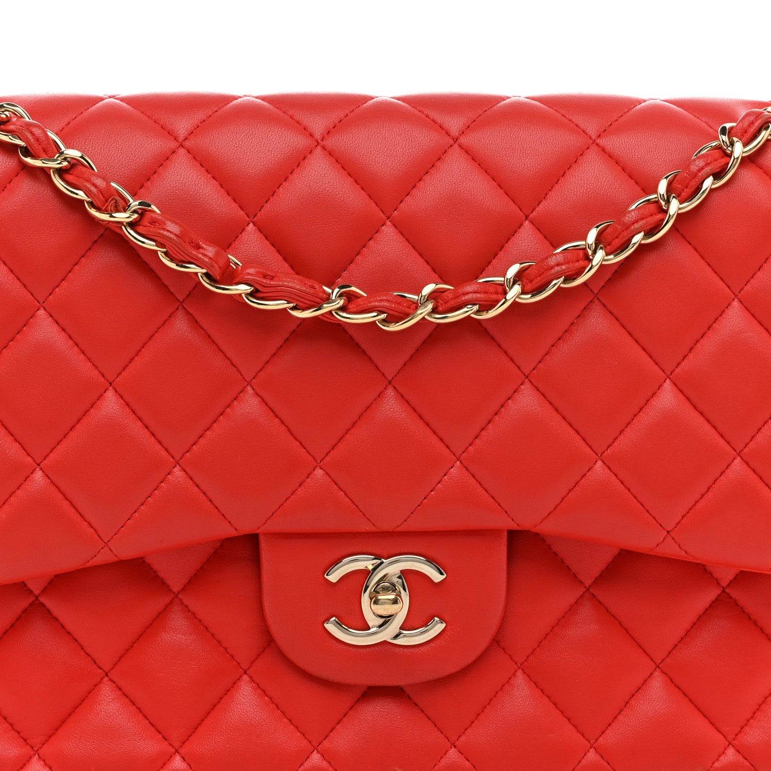 Chanel Lambskin Quilted Jumbo Double Flap Red 9 of 14