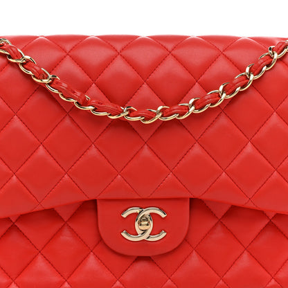 Chanel Lambskin Quilted Jumbo Double Flap Red 9 of 14
