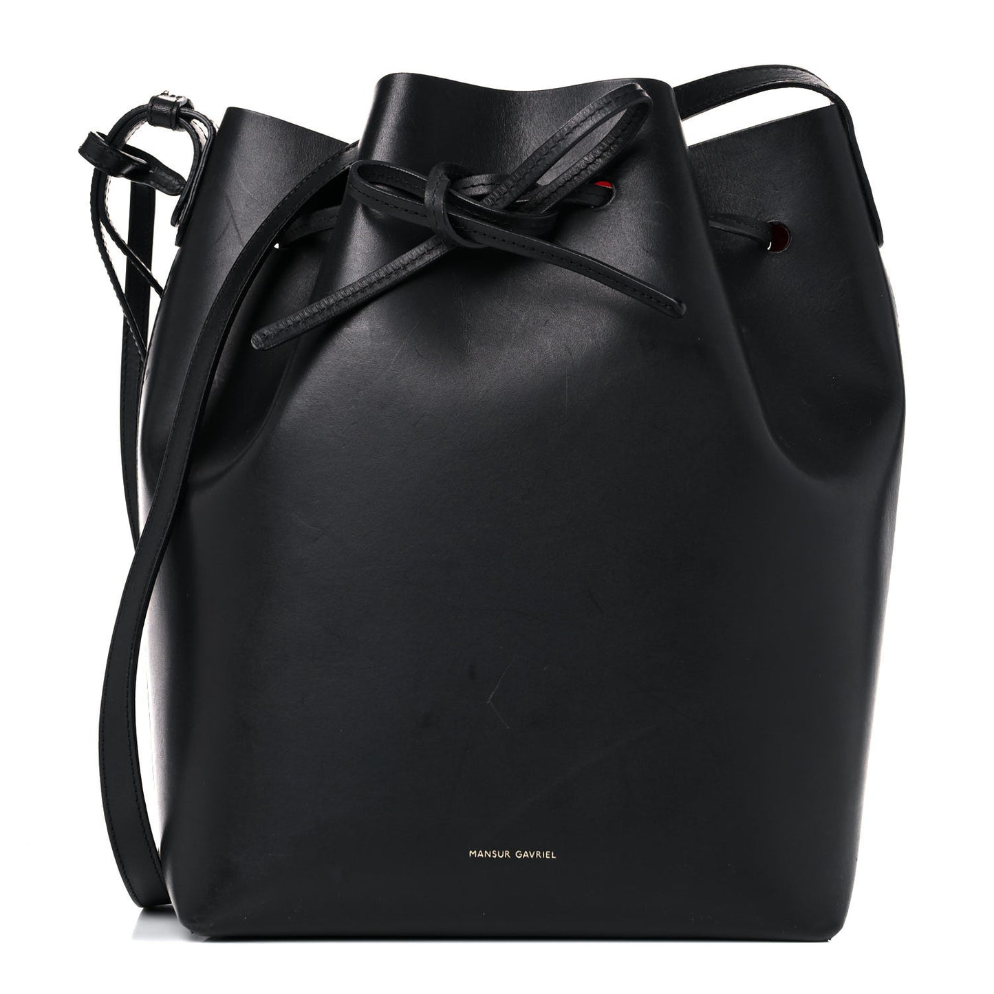 Vegetable Tanned Calfskin Bucket Bag Black Flamma