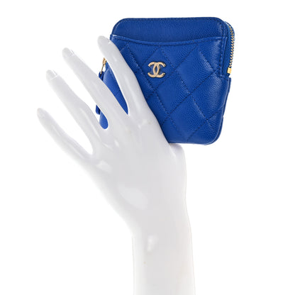 Chanel Caviar Quilted Zip Card Holder Wallet Blue 2 of 9