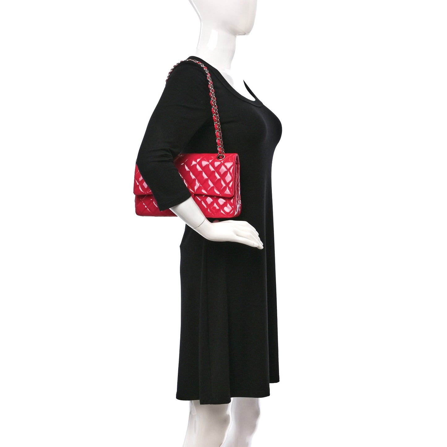 Patent Quilted Medium Double Flap Pink